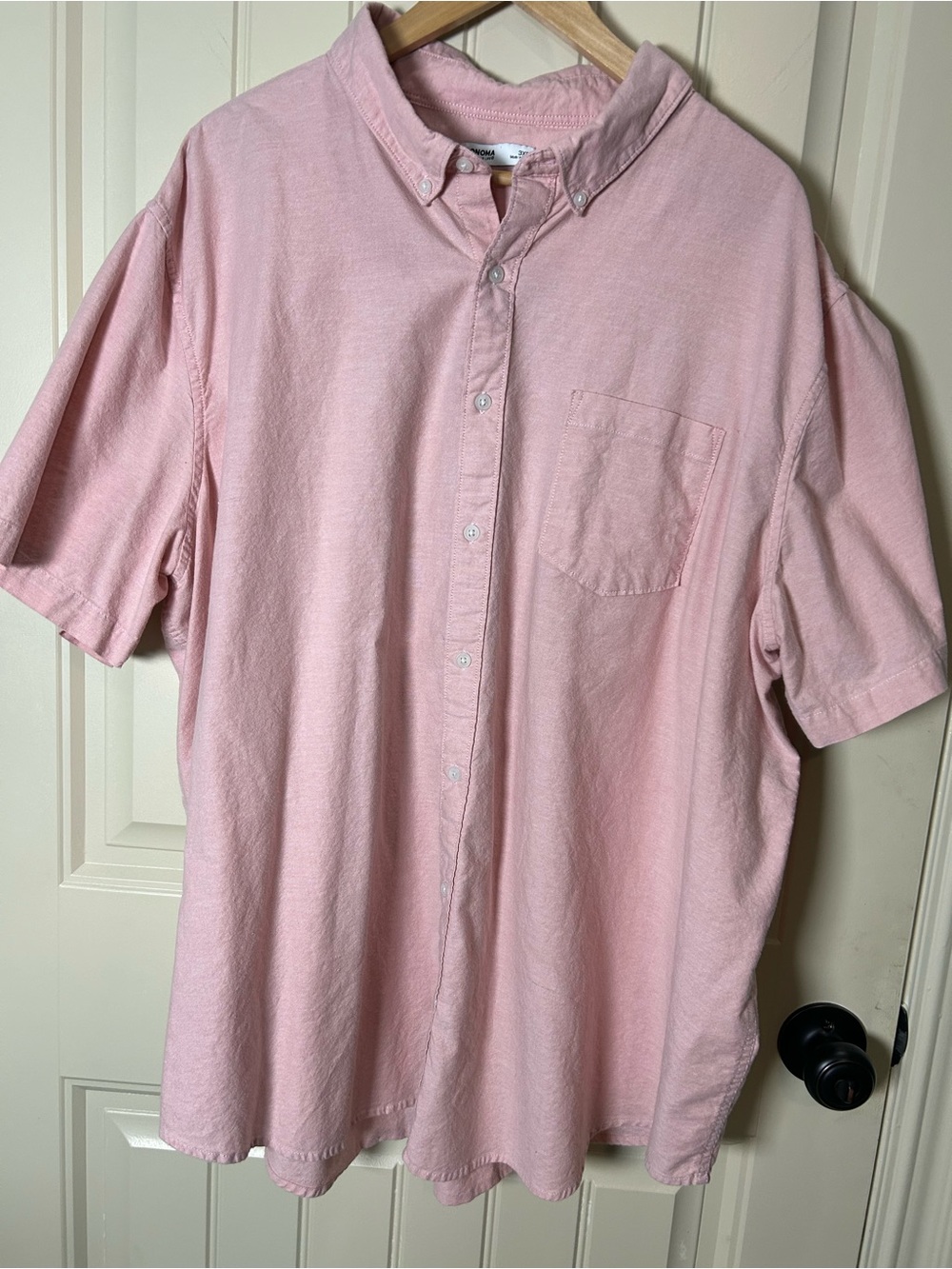 Sonoma Men’s Light Pink Short-Sleeve Button-Down Shirt Summer Beachy Casual 3XB
